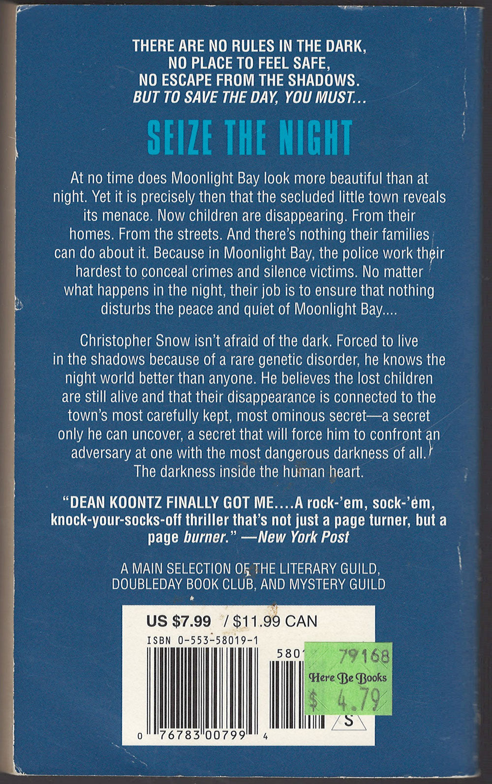 Seize the Night by Dean Koontz back cover