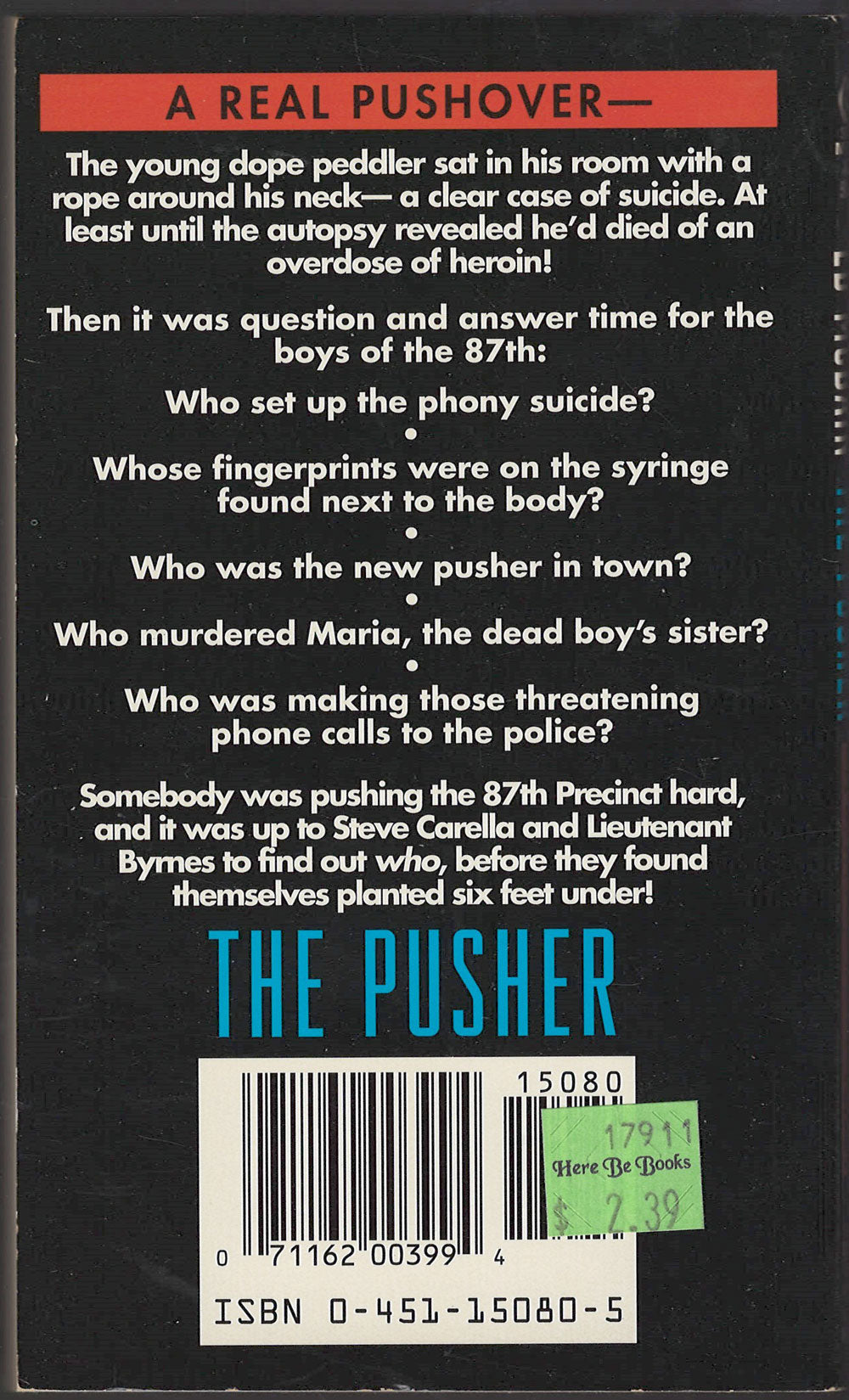 The Pusher by Ed McBain back cover