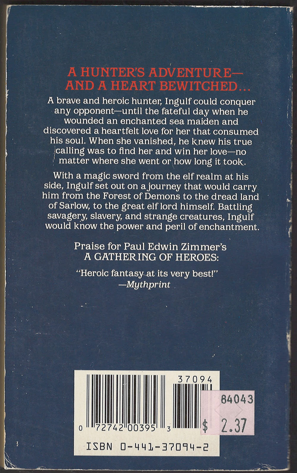 Ingulf the Mad by Paul Zimmer back cover