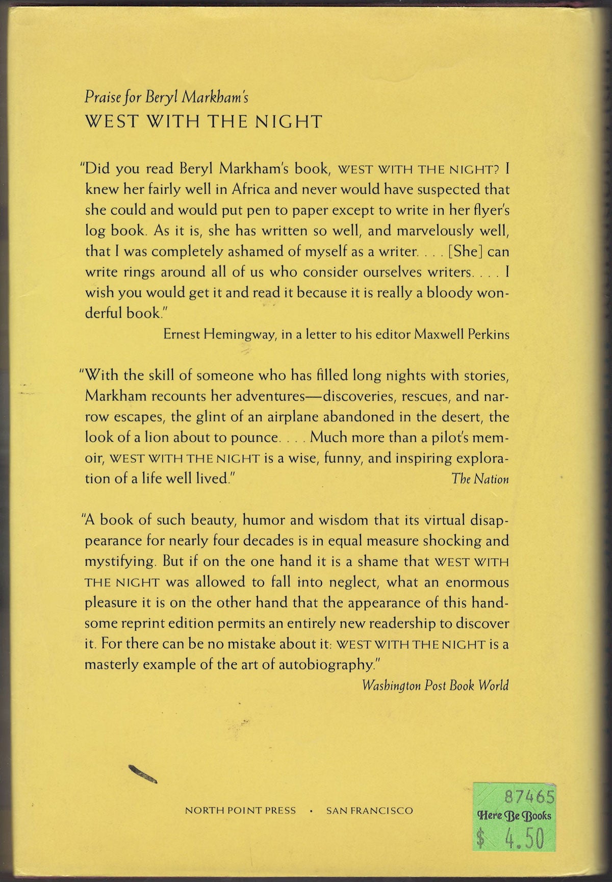 Splendid Outcast: Beryl Markham's African Stories back cover