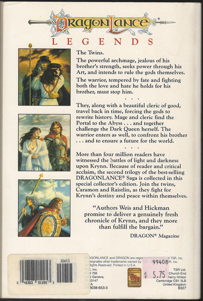 Dragonlance Legends by Margaret Weis and Tracy Hickman back cover