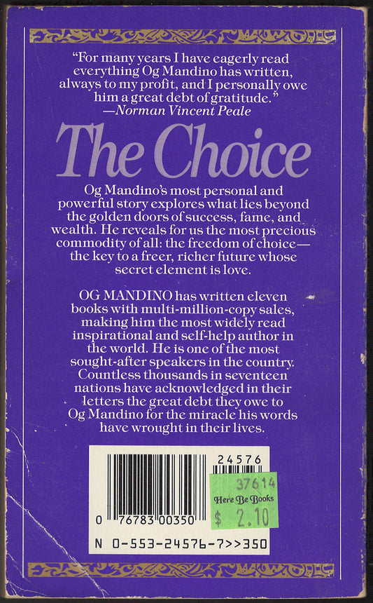 The Choice by Og Mandino back cover