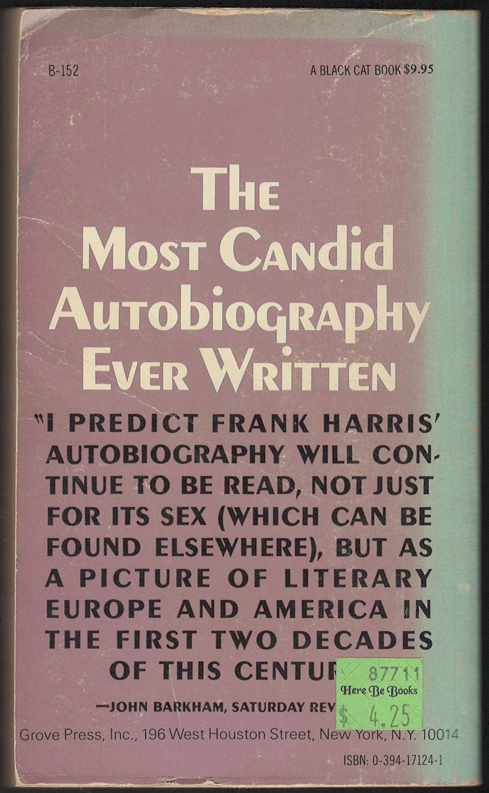 My Life & Loves by Frank Harris back cover