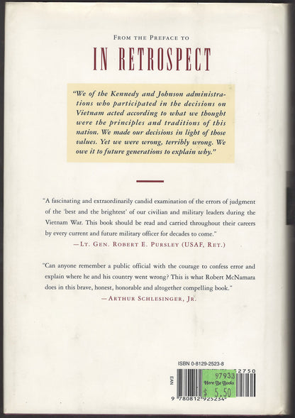 In Retrospect: The Tragedy and Lessons of Vietnam back cover