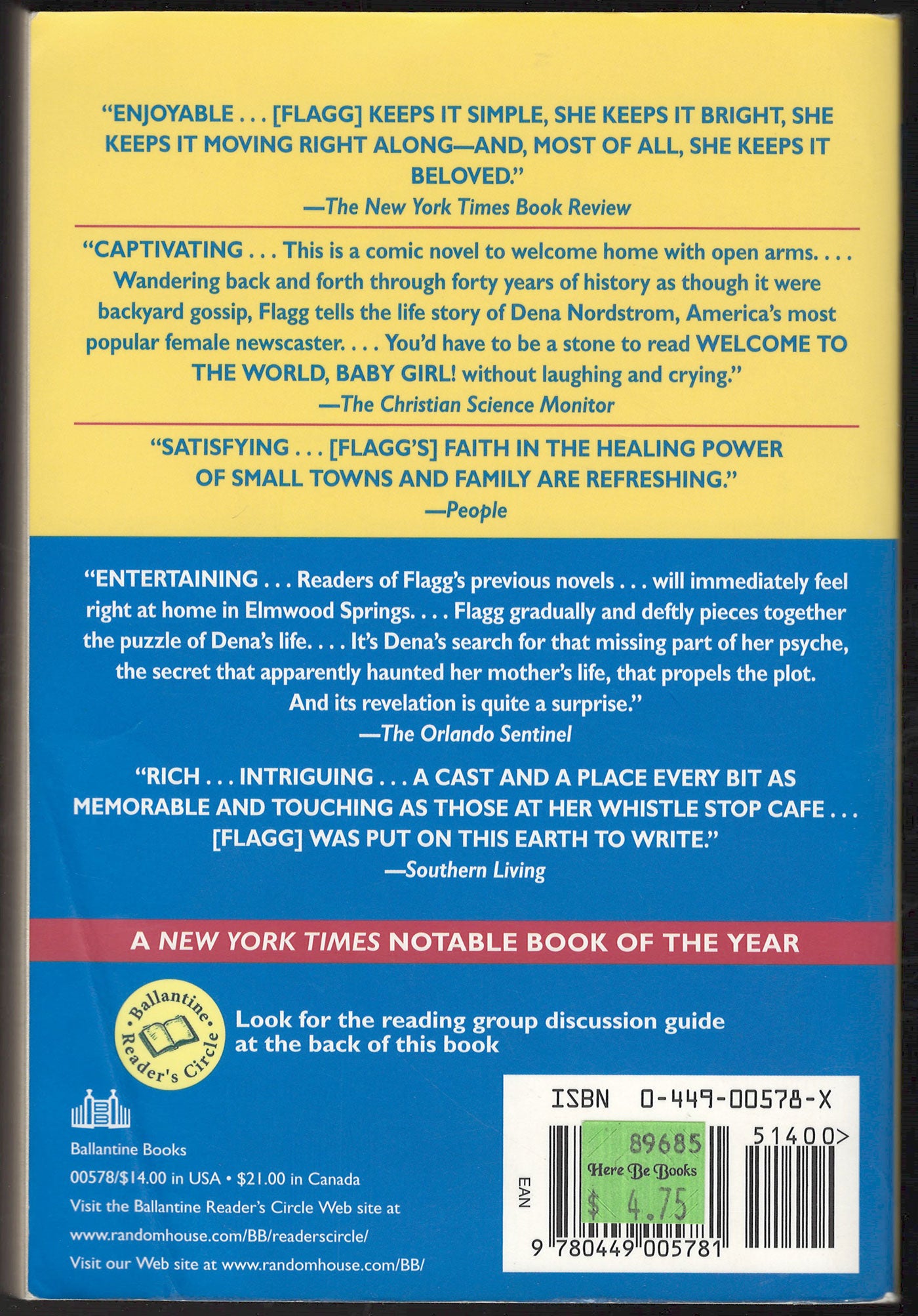 Welcome to the World, Baby Girl! by Fannie Flagg back cover