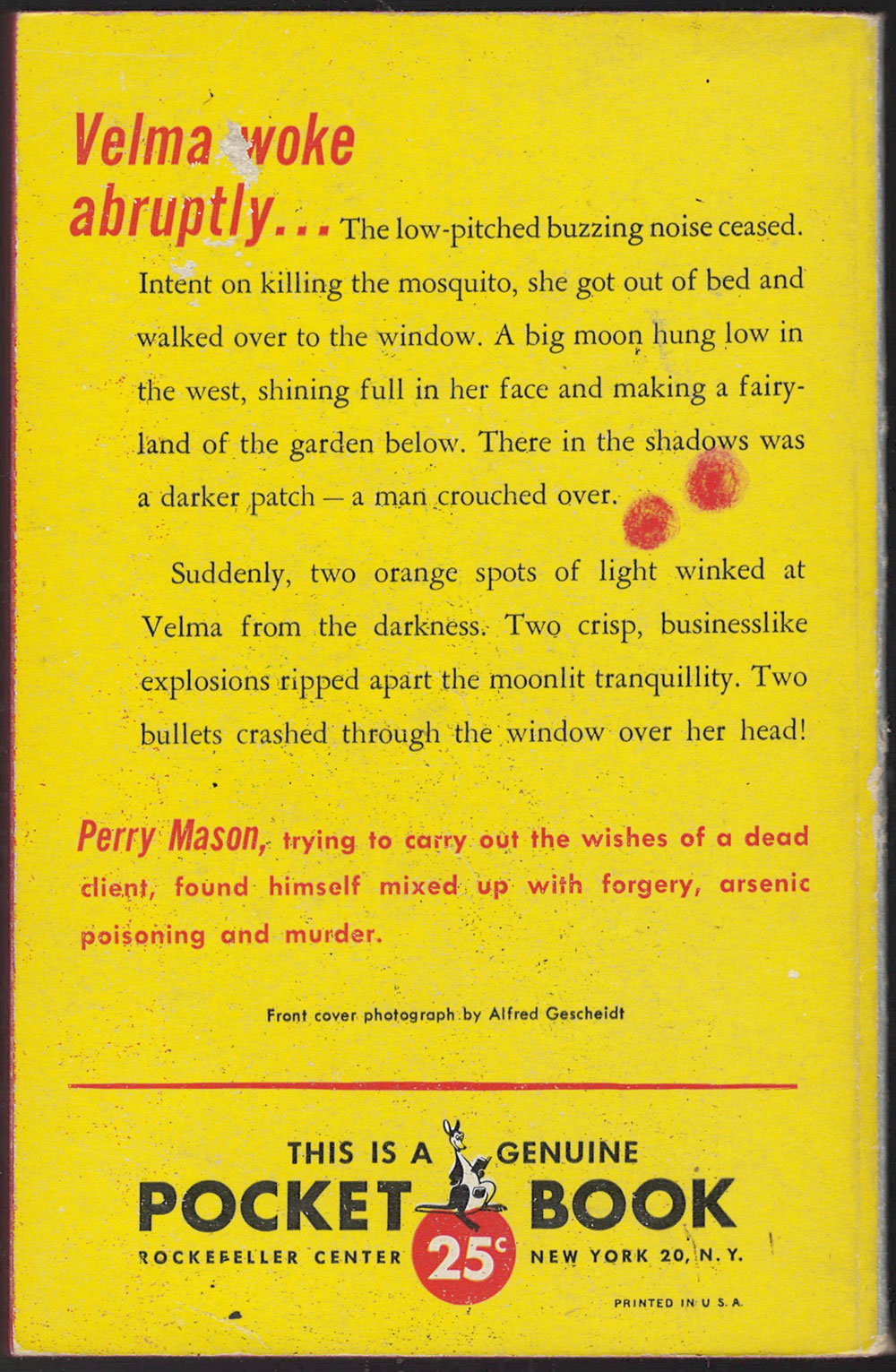 The Case of the Drowsy Mosquito by Erle Stanley Gardner back cover