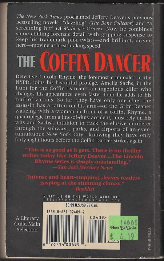 The Coffin Dancer by Jeffery Deaver back cover