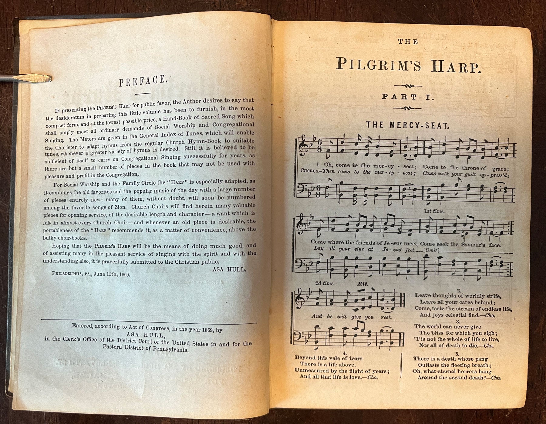 Pilgrim's Harp: A Choice Collection of Sacred Music by Asa Hull copyright page