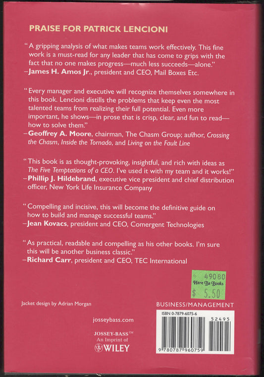 Five Dysfunctions of a Team: A Leadership Fable back cover