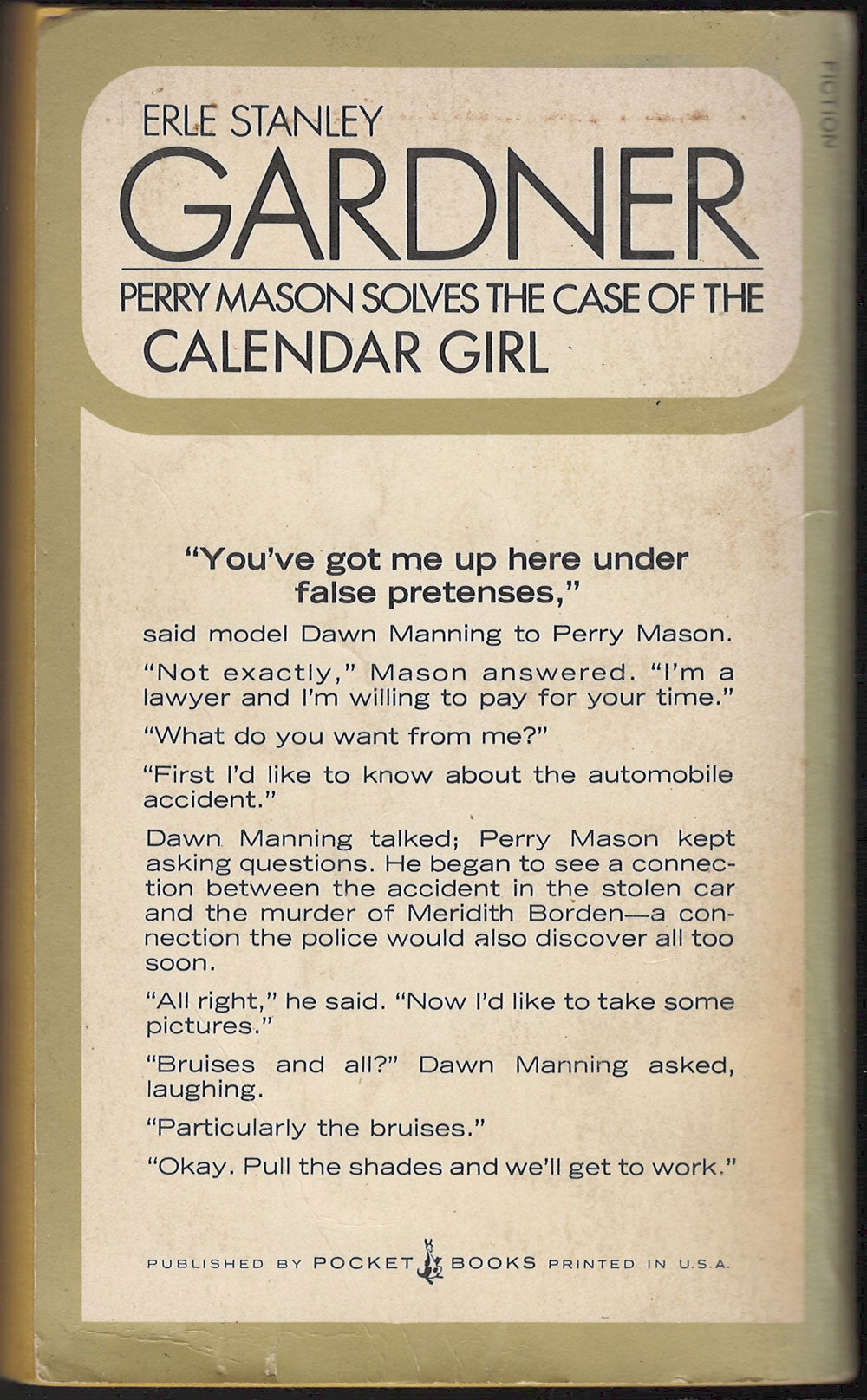 The Case of the Long-Legged Models by Erle Stanley Gardner back cover