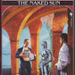 Front cover of The Naked Sun from the Robot series by Isaac Asimov, featuring a robot and two humans in a grand hall.