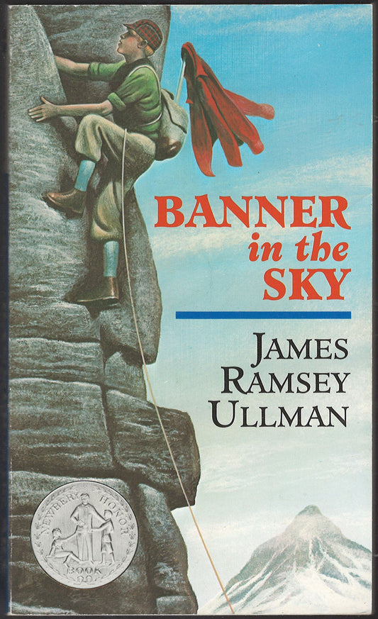 Front cover of Banner in the Sky by James Ramsey Ullman with a climber on a mountain.