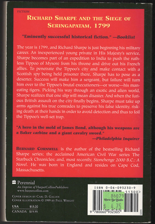 Sharpe's Tiger by Bernard Cornwell back cover