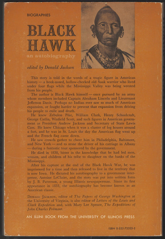 Black Hawk An Autobiography back cover