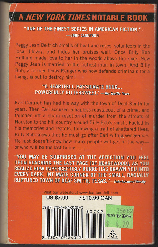 Heartwood by James Lee Burke back cover