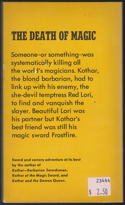 Kothar and the Wizard Slayer by Gardner F. Fox back cover