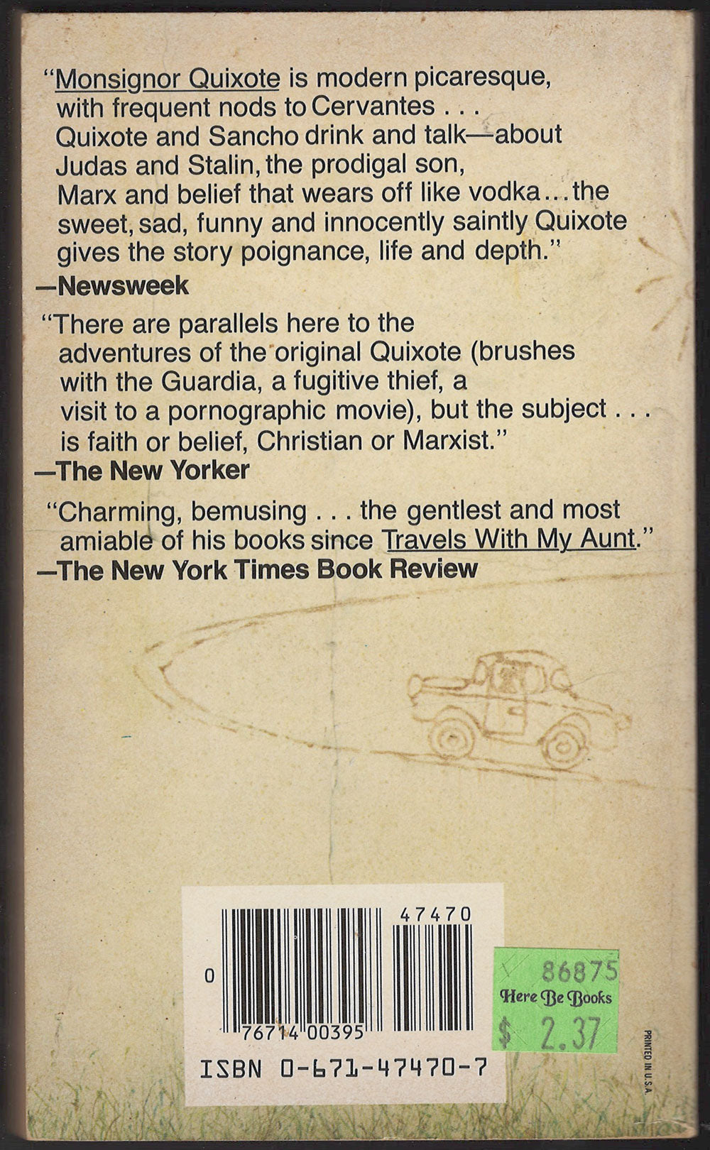 Monsignor Quixote by Graham Green back cover