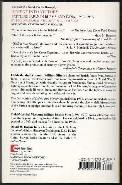 Defeat into Victory Battling Japan in Burma and India 1942-1945 by Field-Marshall Viscount Slim back cover