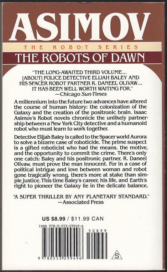 The Robots of Dawn by Isaac Asimov back cover