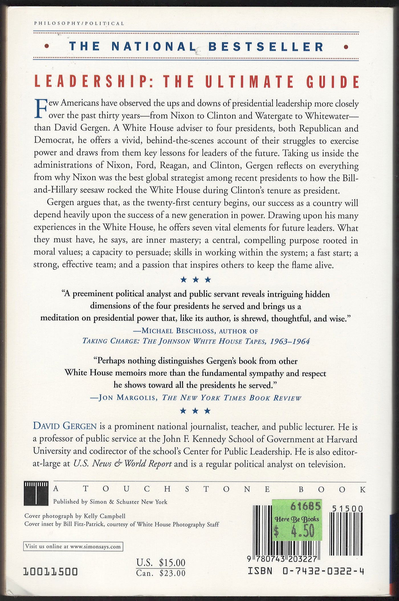 Eyewitness to Power by David Gergen back cover