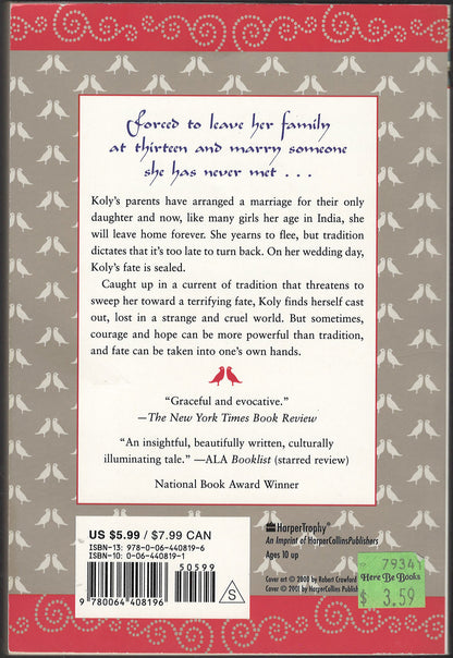Homeless Bird by Gloria Whelan back cover
