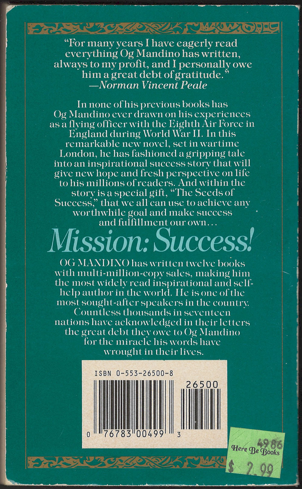 Mission: Success! by Og Mandino back cover