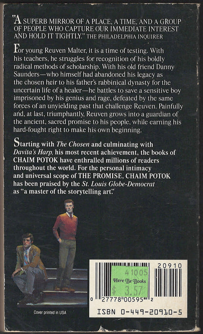 The Promise by Chaim Potok back cover