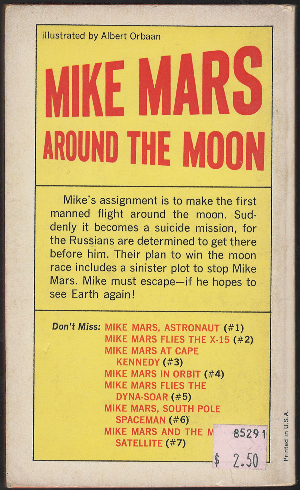 Mike Mars Around the Moon by Donald Wollheim back cover