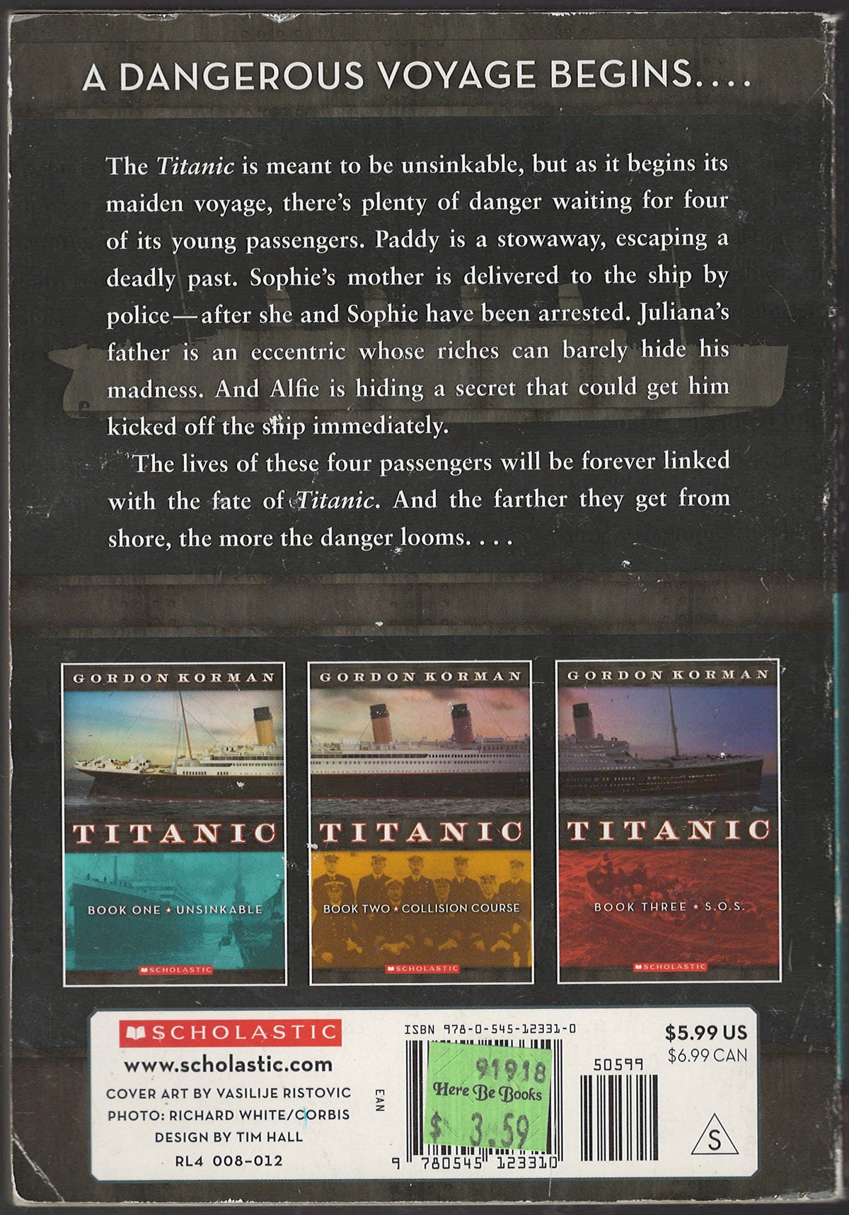 Unsinkable by Gordan Korman back cover