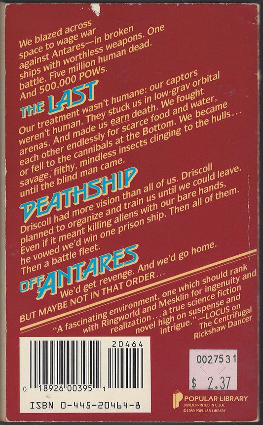 The Last Deathship Off Antares by William Watkins back cover