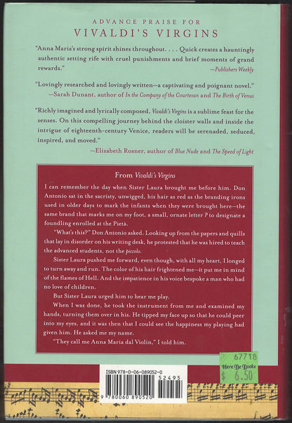 Vivaldi's Virgins by Barbara Quick back cover