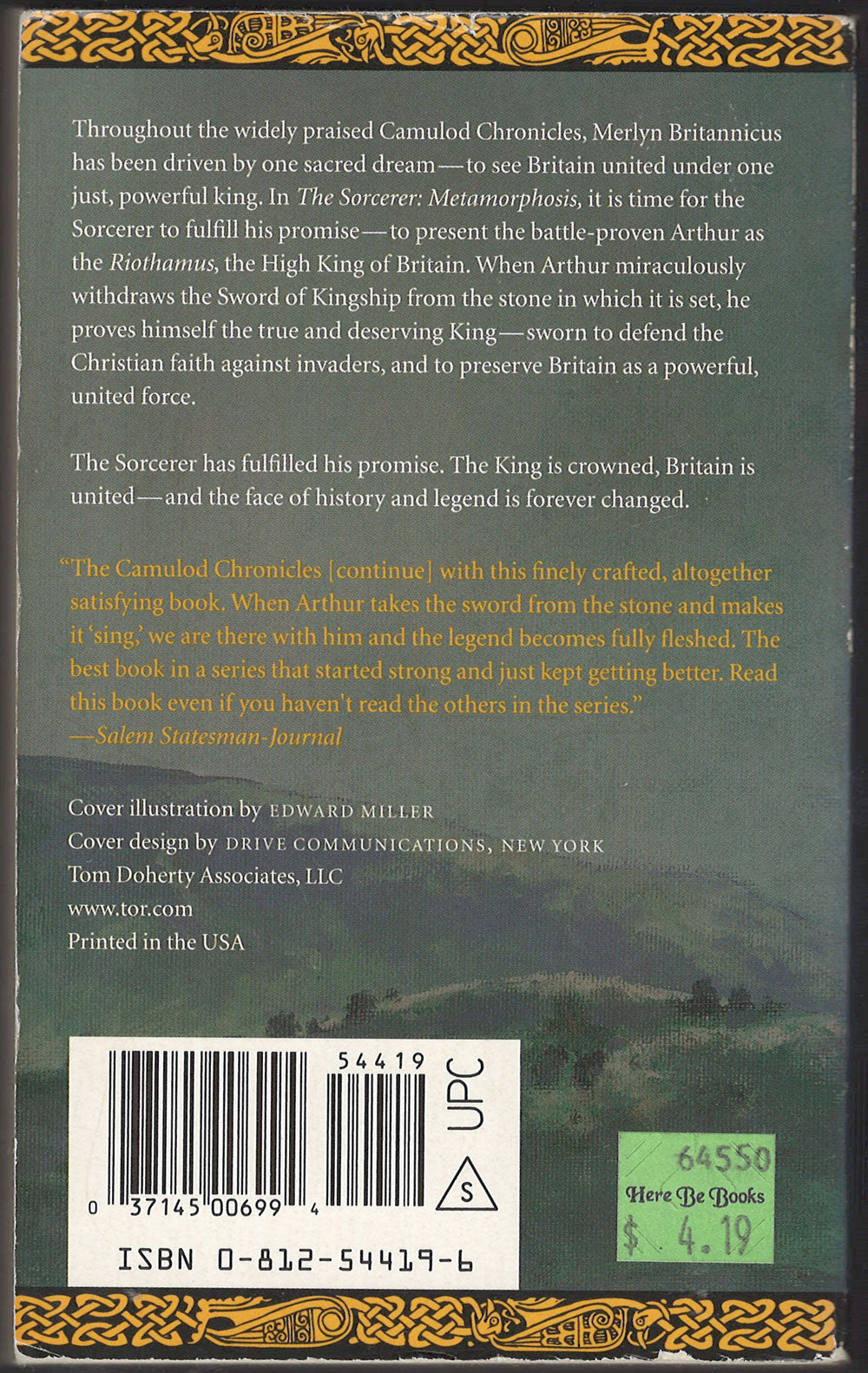 The Sorcerer: Metamorphosis by Jack Whyte back cover