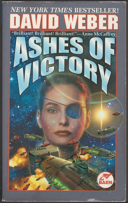 Front cover of Ashes of Victory by David Weber with space-themed artwork.