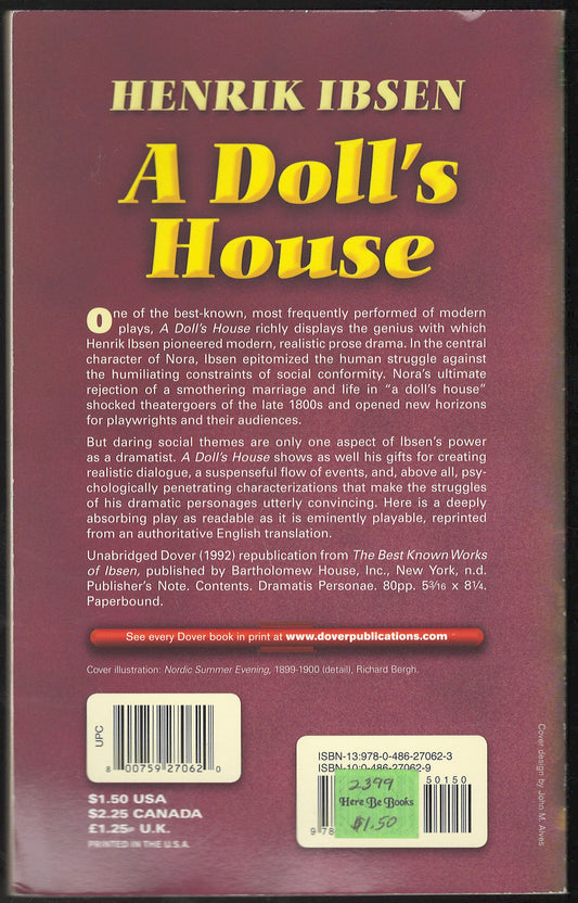 A Doll's House by Henrik Ibsen back cover