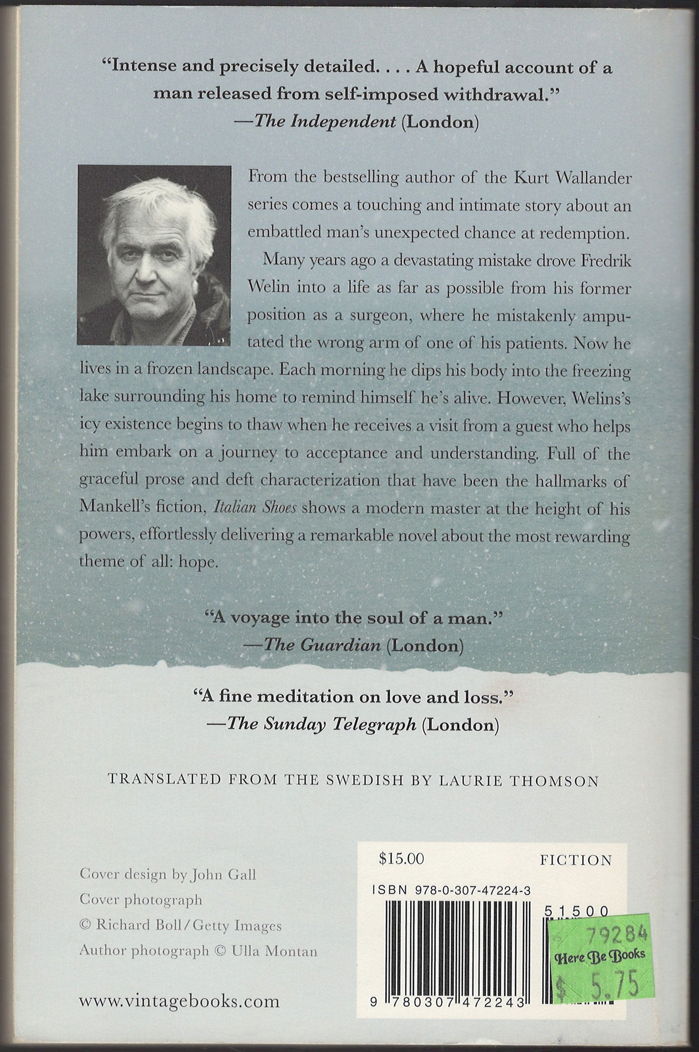 Italian Shoes by Henning Mankell back cover