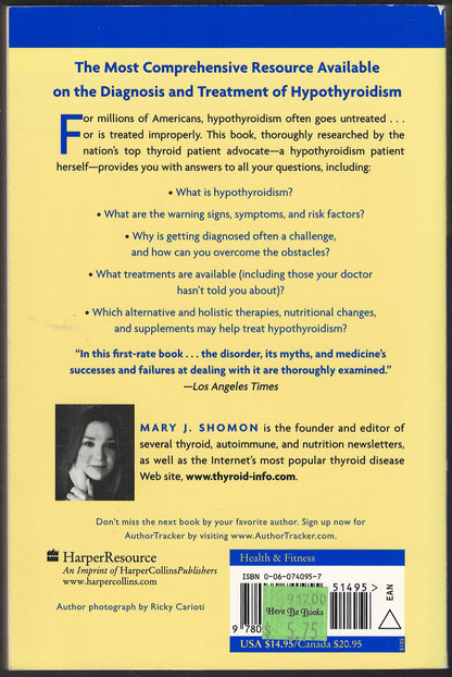 Living Well with Hypothyroidism by Mary Shomon back cover