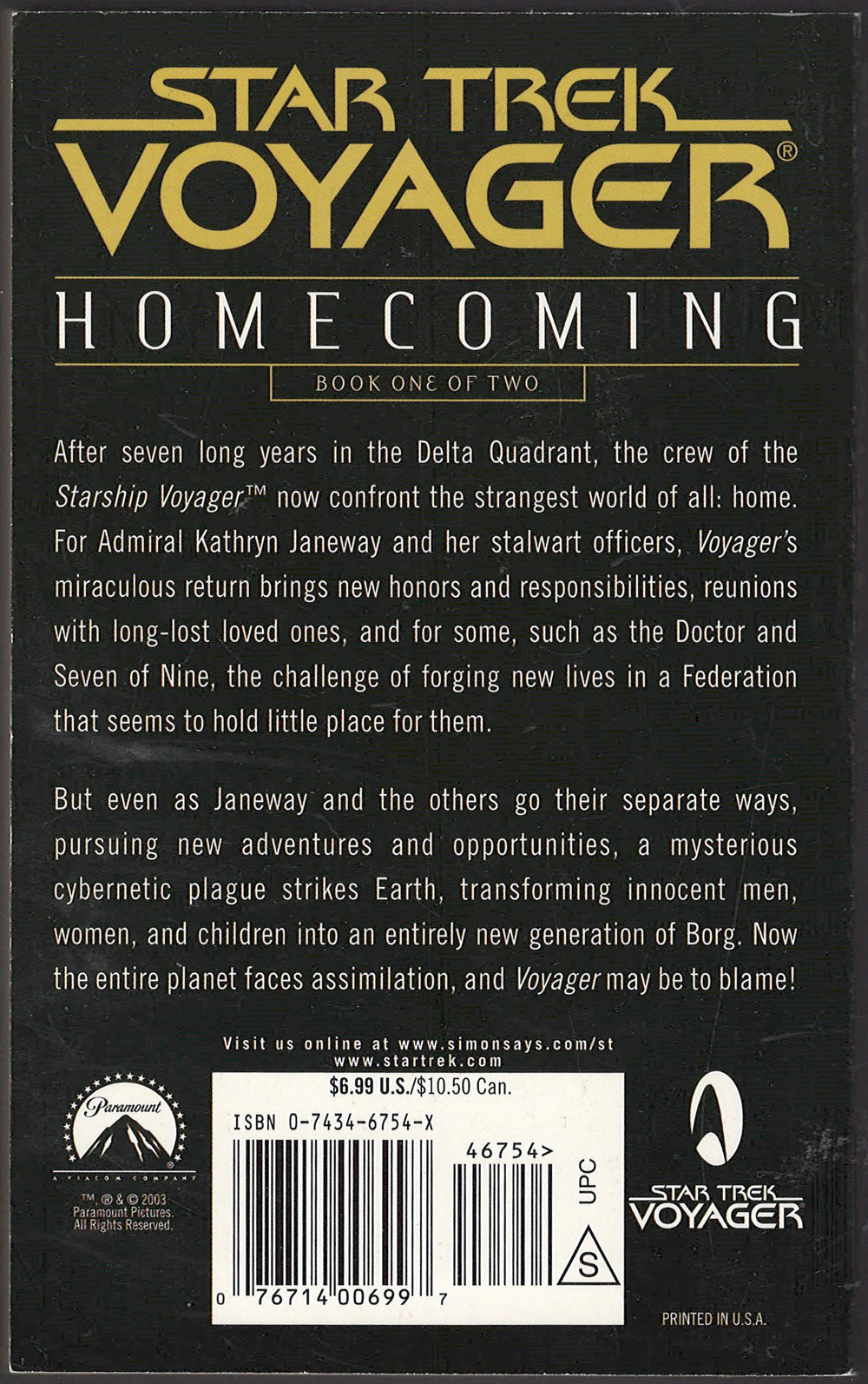 Homecoming by Christie Golden back cover