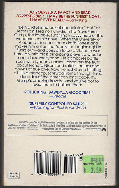 Forrest Gump by Winston Groom back cover