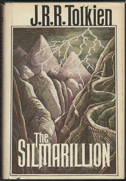 Front cover of The Silmarillion by J.R.R. Tolkien with a mountainous illustration