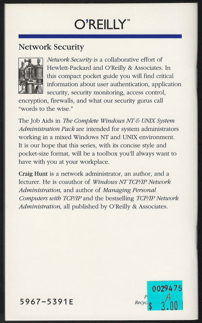 Network Security by Craig Hunt back cover