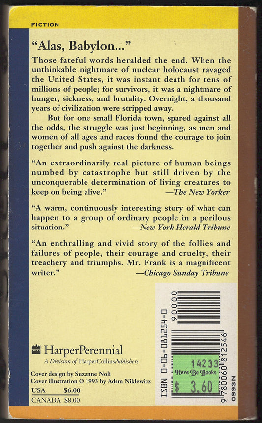 Alas, Babylon by Pat Frank back cover