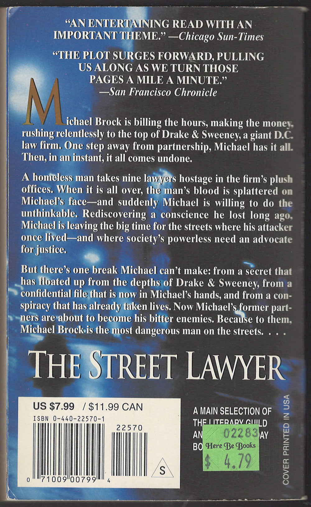 The Street Lawyer by John Grisham back cover