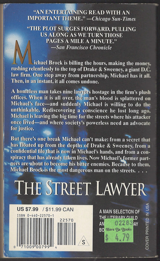 The Street Lawyer by John Grisham back cover