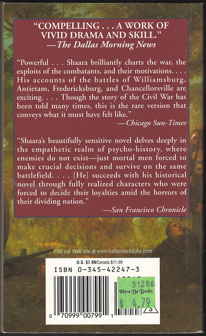 Gods and Generals by Jeff Shaara back cover