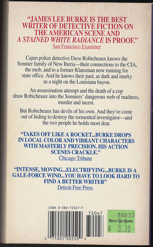 A Stained White Radiance by James Lee Burke back cover