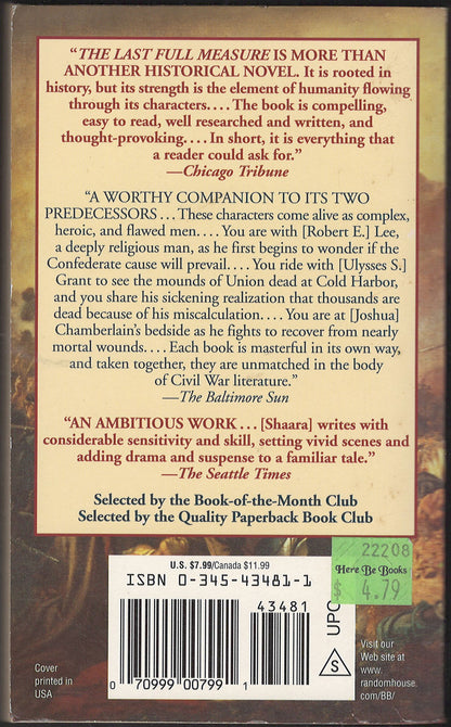 The Last Full Measure by Jeff Shaara back cover