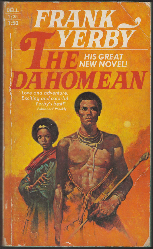 Front cover of The Dahomean by Frank Yerby with two people on an orange background.