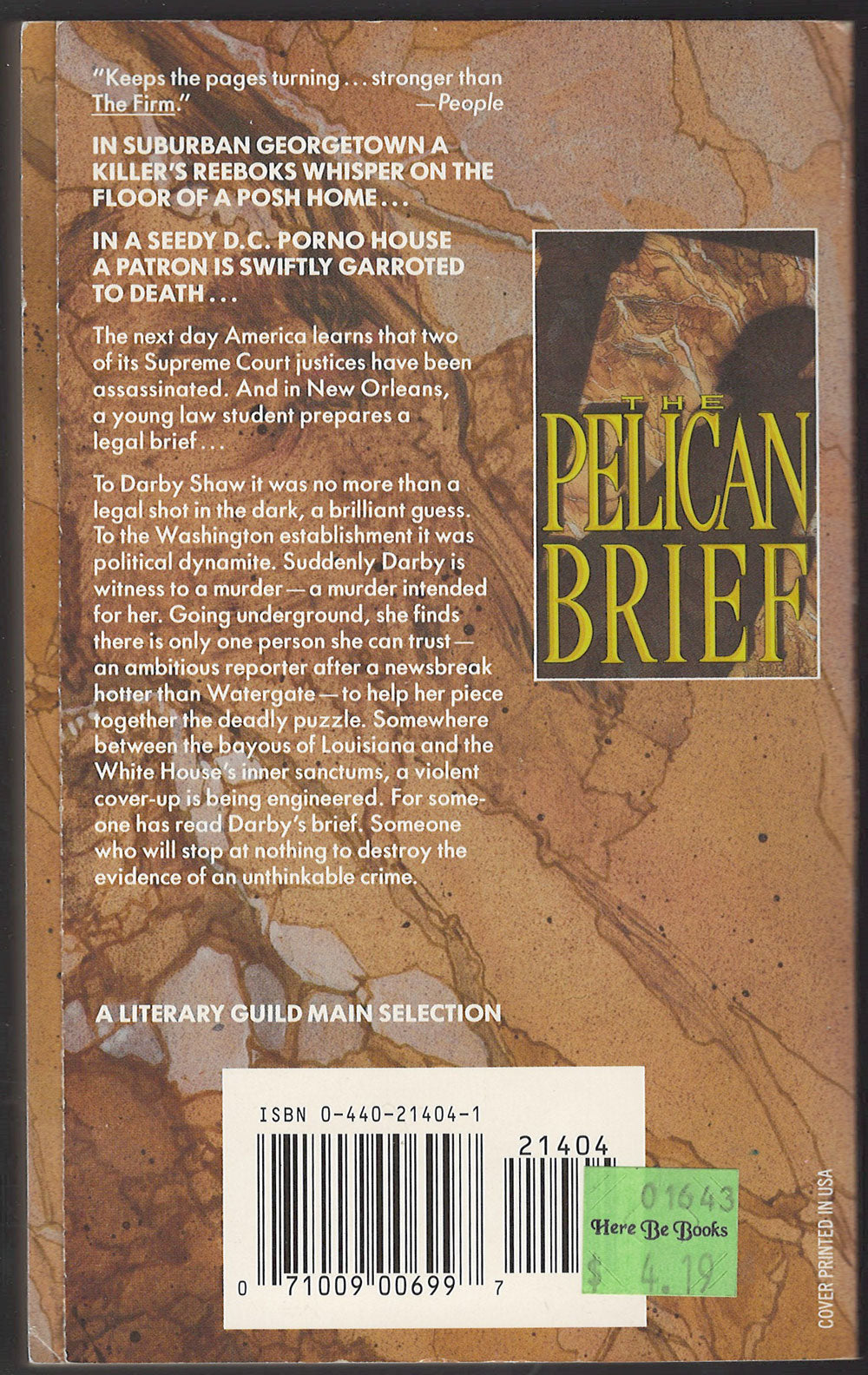 The Pelican Brief by John Grisham back cover