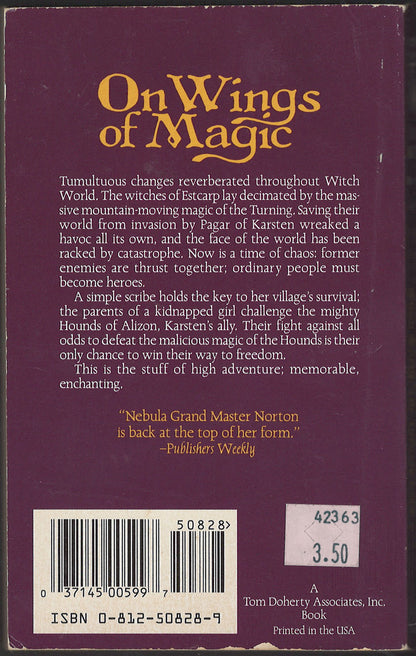 On Wings of Magic by Andre Norton back cover