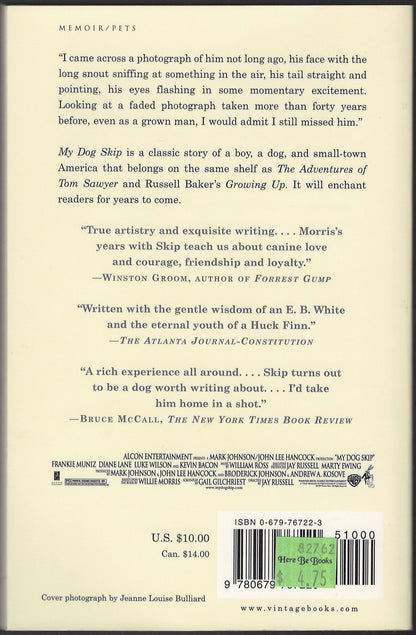 My Dog Skip by Willie Morris back cover